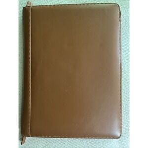 Levenger Circa Padfolio Brown Bomber Jacket Leather Zipper Portfolio w/slipcover